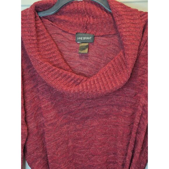 Lane Bryant Red Cowl Neck Knit Sweater Dress Size With Tie Belt Size 18/20 - Picture 5 of 7